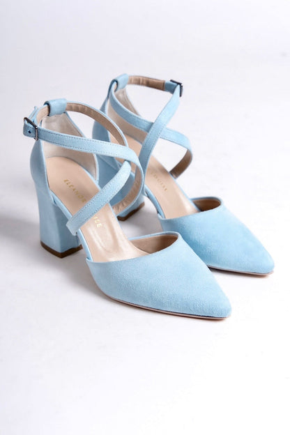 Vespera | Baby Blue Suede Criss Cross High Heels