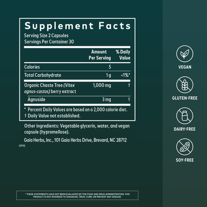 Vitex Berry 60 Count Supplement Facts