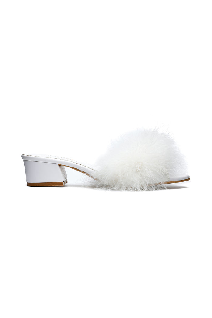 White Low Feathers Mule