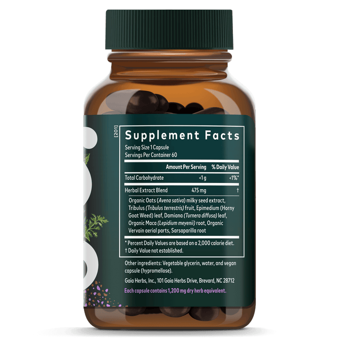 Women's Libido 60 count Supplement Facts Bottle Panel