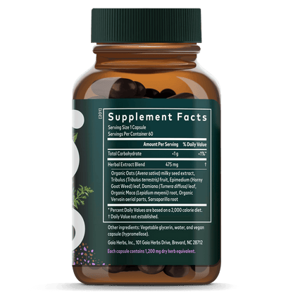 Women's Libido 60 count Supplement Facts Bottle Panel