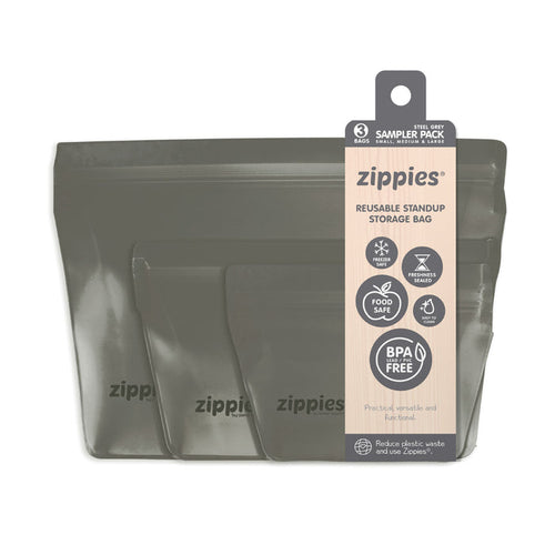 Zippies Steel Grey Reusable Stand Up Bags