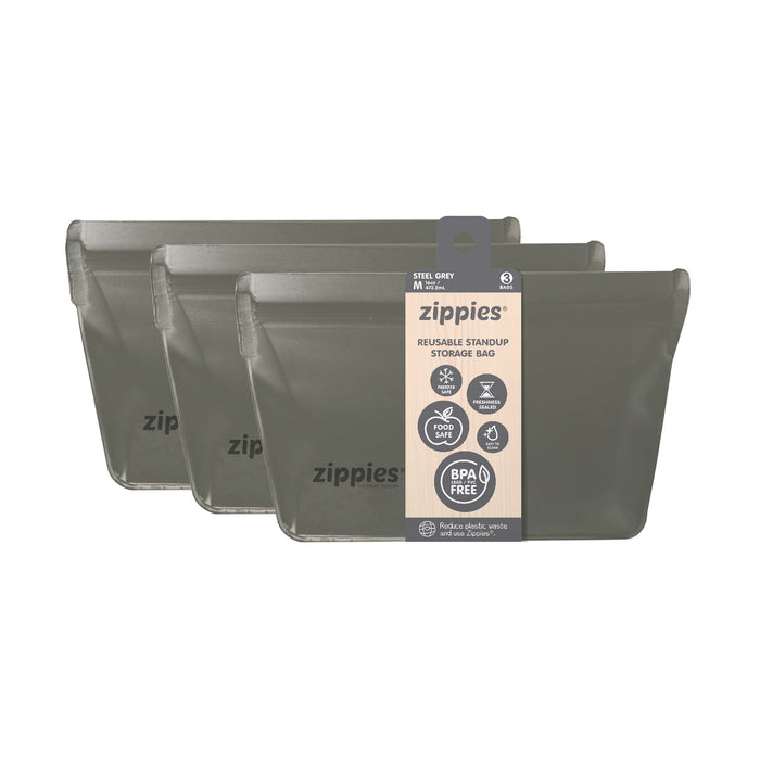 Zippies Steel Grey Reusable Stand Up Bags